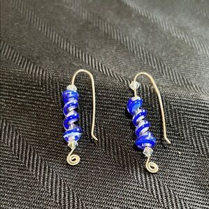 Elegant Blue Spiral Earrings